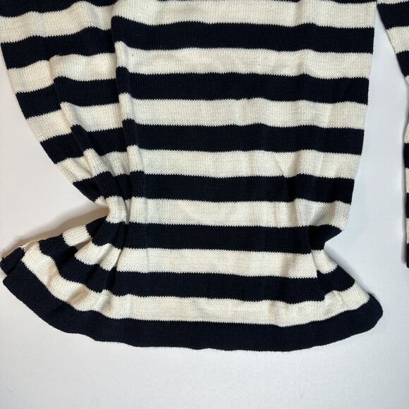 Forever 21 Women Sweater sz M Black White Stripe Pullover Long Sleeve Tight Knit - Picture 3 of 6